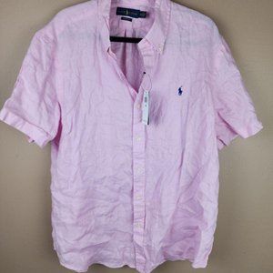 Ralph Lauren pink short sleeve linen button up